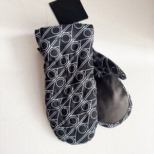 Moose Knuckles Nylon Down Filled Sidney  Mittens Black White  Geometric P  L/XL
